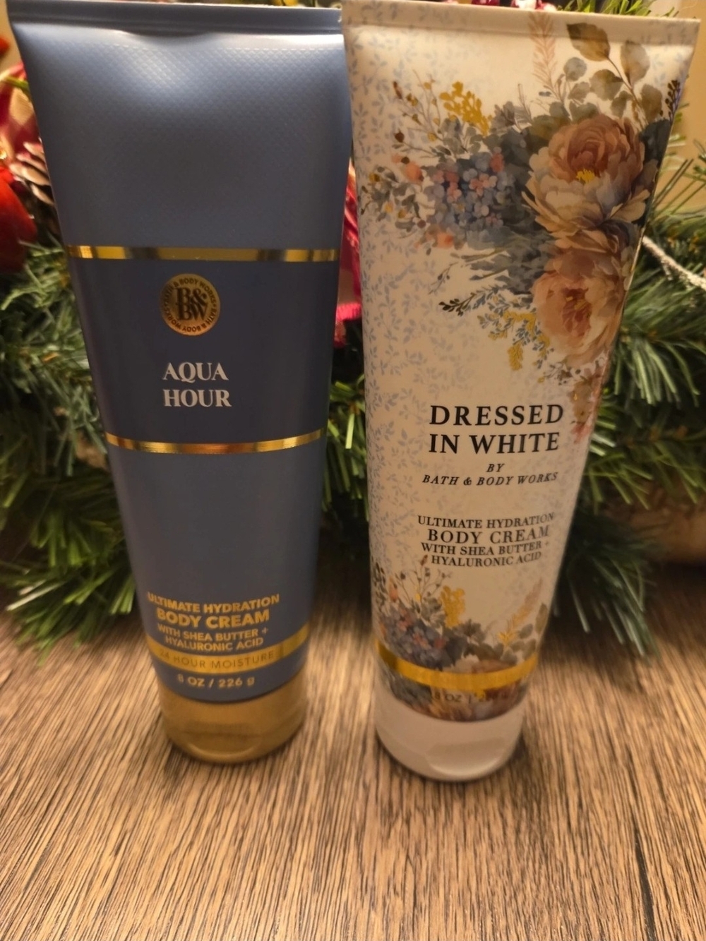 Bath & Body Works Aqua Hour & Dressed in White Body Creams - Blue & Floral